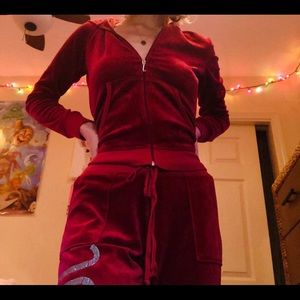 Juicy couture tracksuit red maroon velour